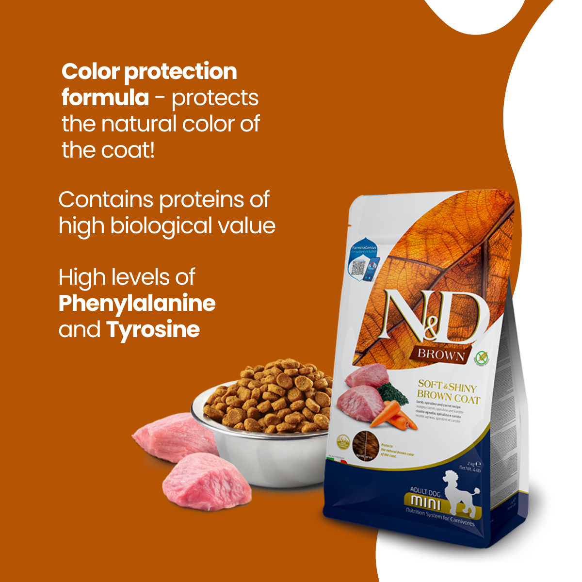 N&D Brown Coat Canine Formula Lamb, Potato Carrot & Kelp Adult Mini 2 kg