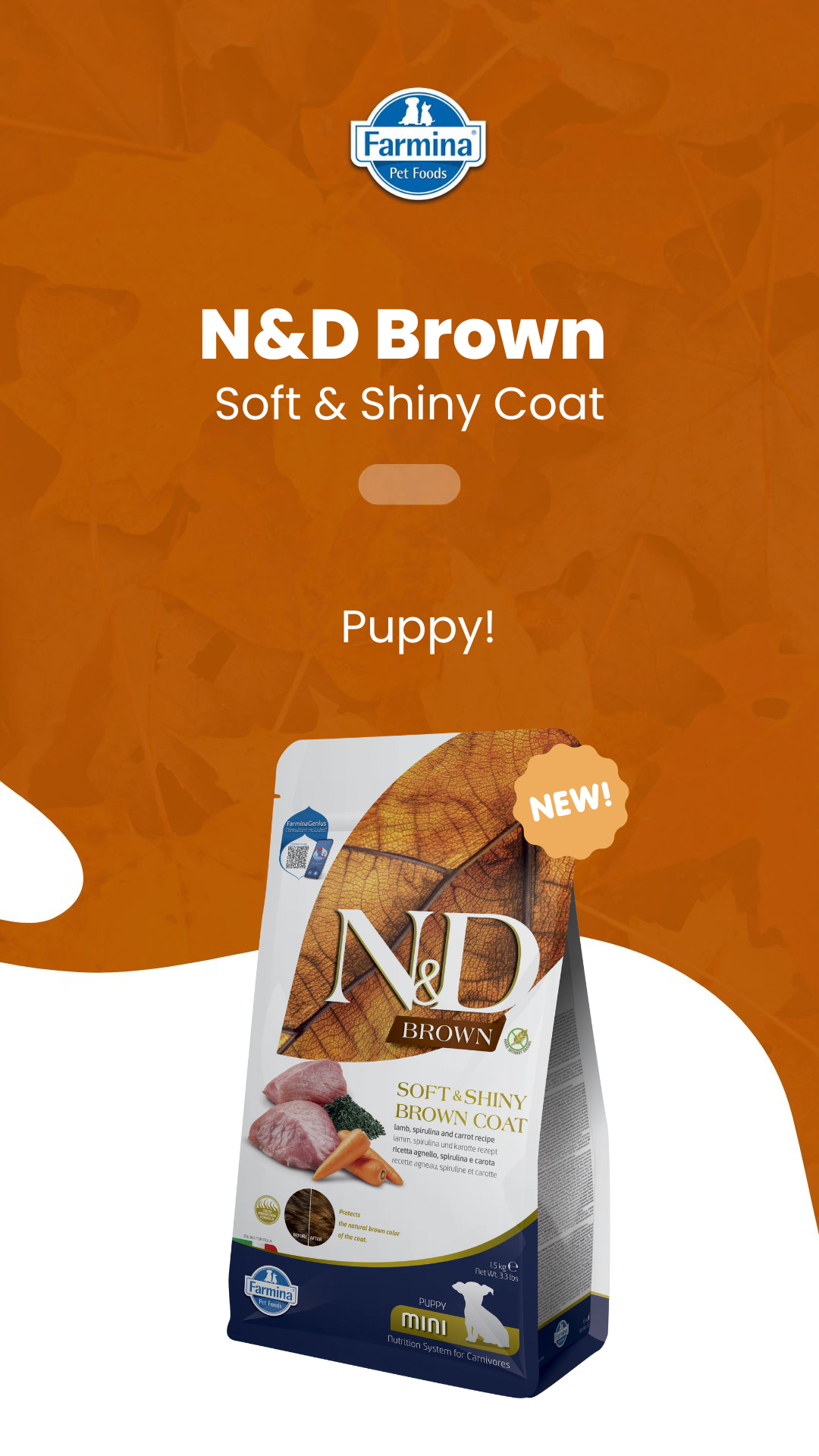 N&D Brown Lamb Norwegian Kelp & Carrot Puppy Mini 1.5 kg