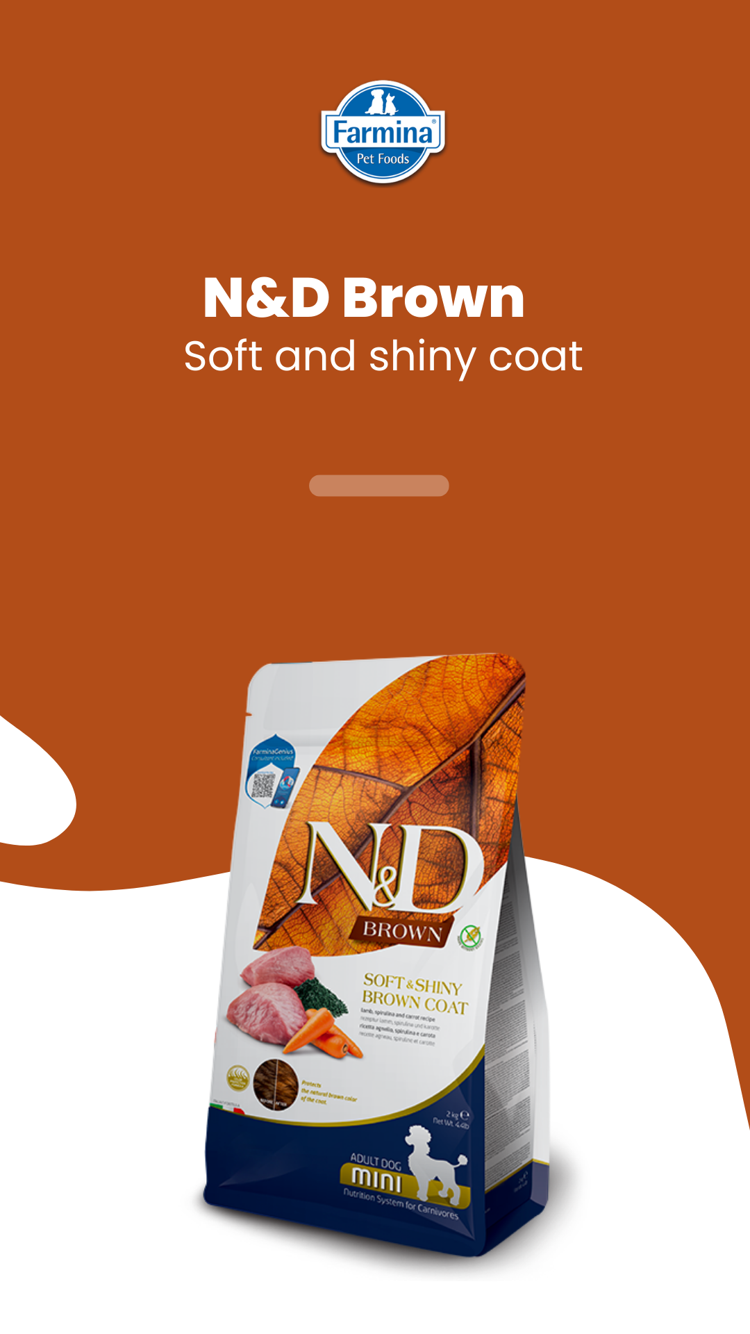 N&D Brown Coat Canine Formula Lamb, Potato Carrot & Kelp Adult Mini 2 kg